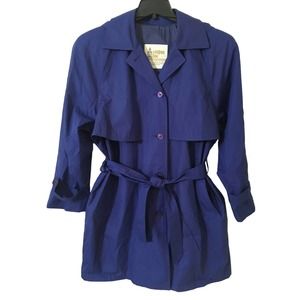 London Fog, Blue Trench Coat Hood & Belt included  size 12, Irregular